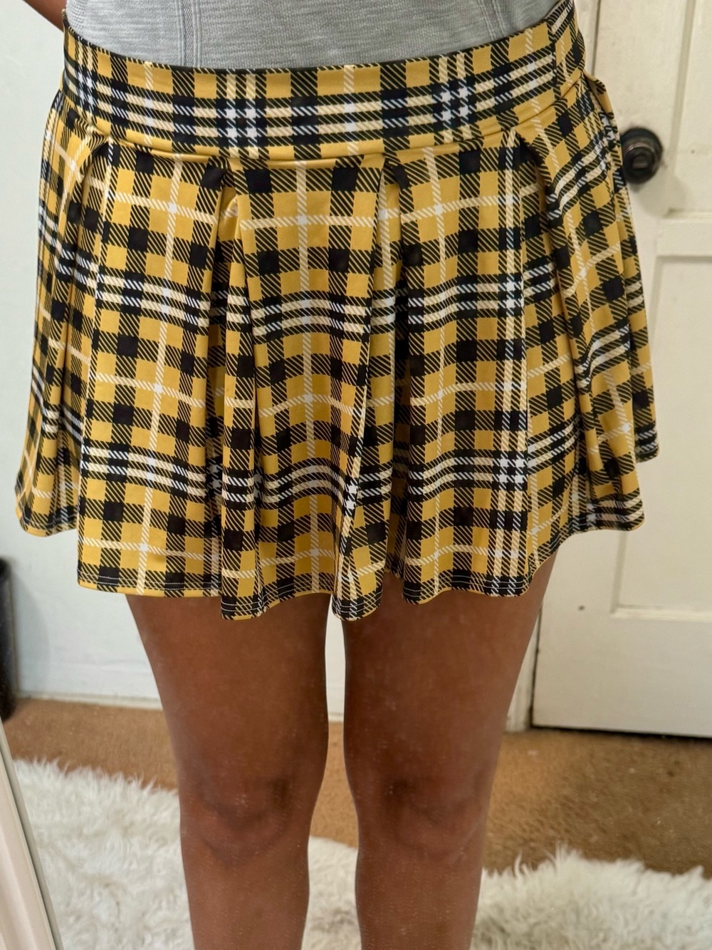 Y2K Yellow Plaid Pleated Mini Skirt Clueless Style Festival